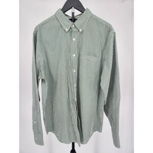 Chase Edward Golf Mens XL Green White Striped Button Down Shirt Long Sleeve